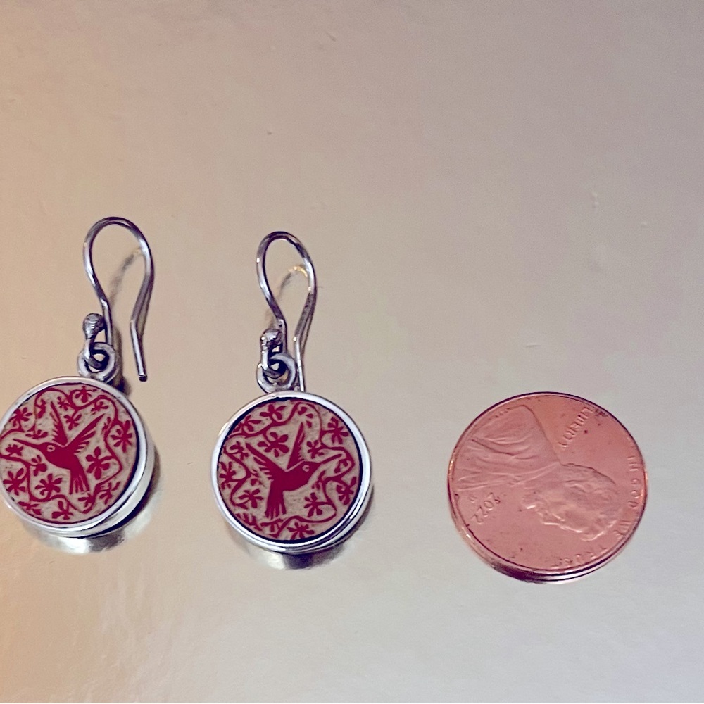 Handcrafted silver hummingbird earrings
